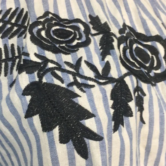 Vintage Blue & White Striped Embroidered Dress - Picture 3 of 11